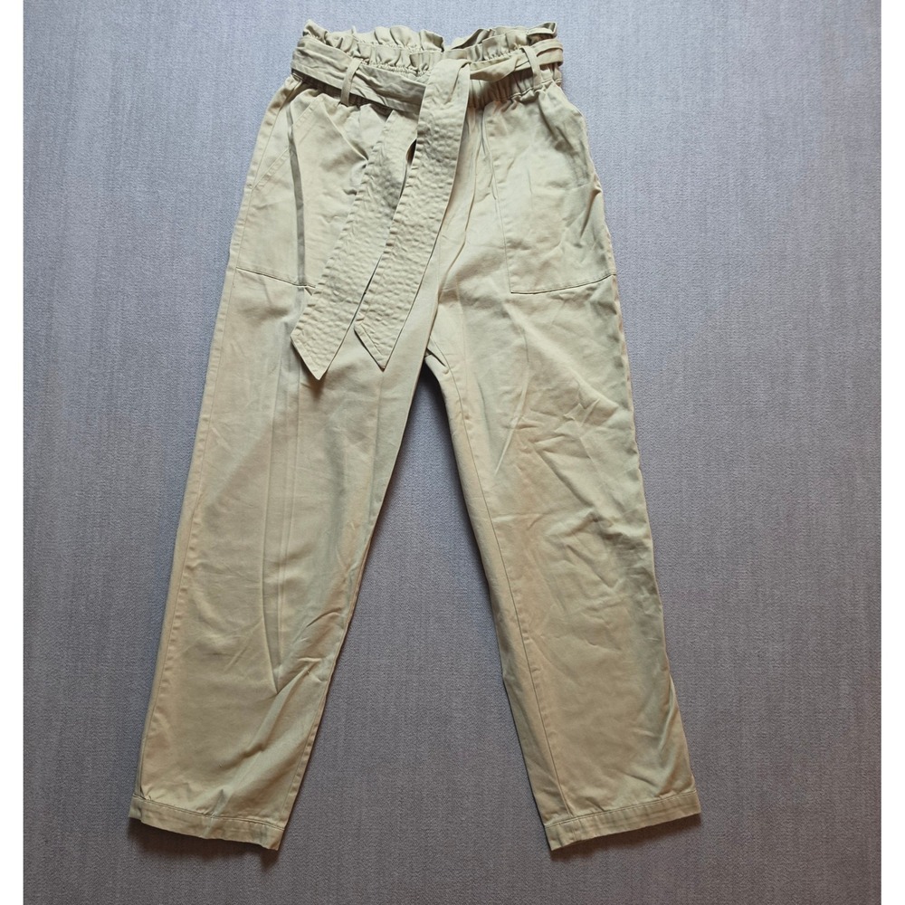 Steve Madden Paperbag Pants Women M Khaki Cotton High Waist Belted BM13204R